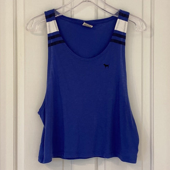 Victoria Secret Pink: Purple Blue Loose Fit, Dog Logo Wide Armholes Tank Top SzS - Picture 8 of 9